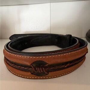 Justin Men's Brown and Black Leather Belt